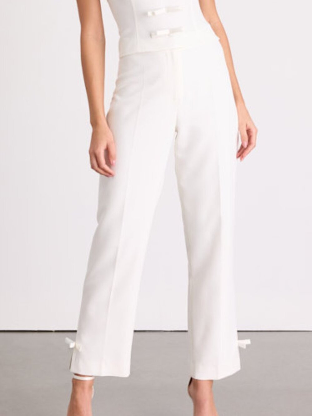 Lulus Fenella White High-rise Straight Leg Trousers - Size L